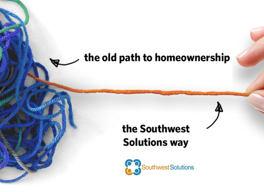 the old path to homeownership (knot) the Southwest Solutions way (straight line)