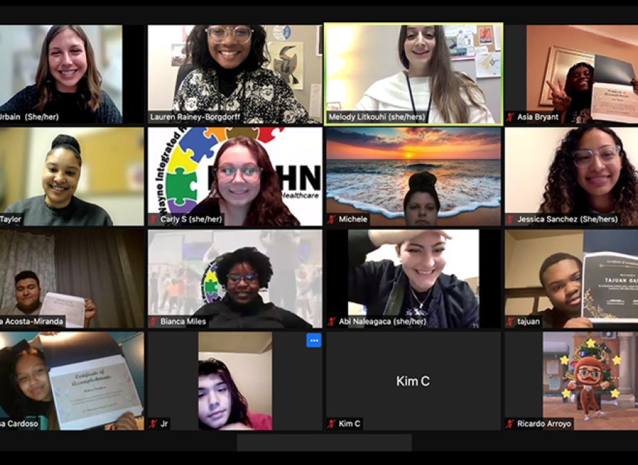 Zoom screenshot of participants in our Cornerstone program. 