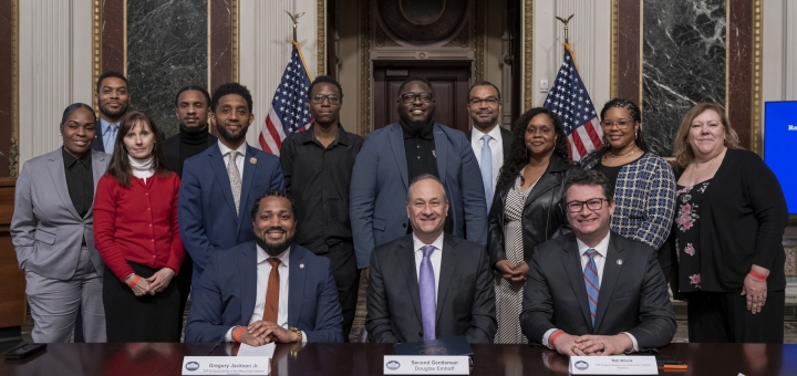Omar and others at the Gun Violence round table at the White House